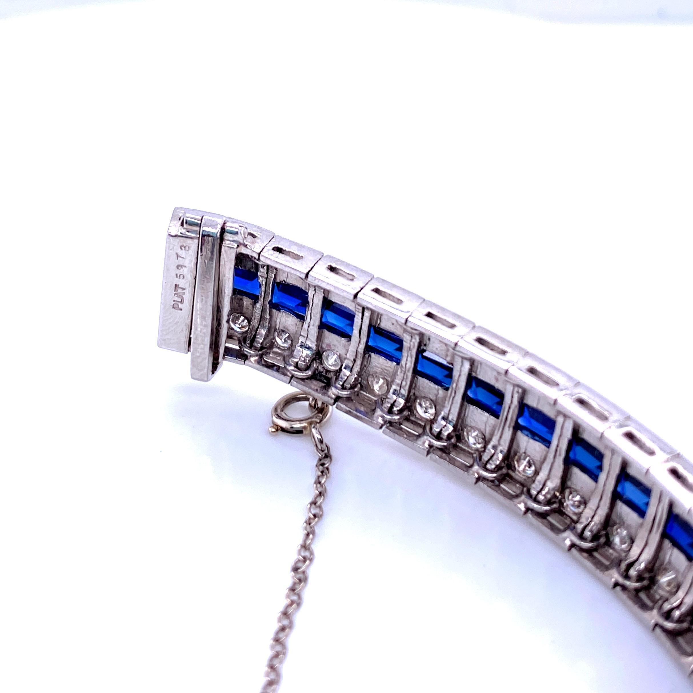 Retro Sapphire and Diamond Bracelet In Good Condition In Towson, MD