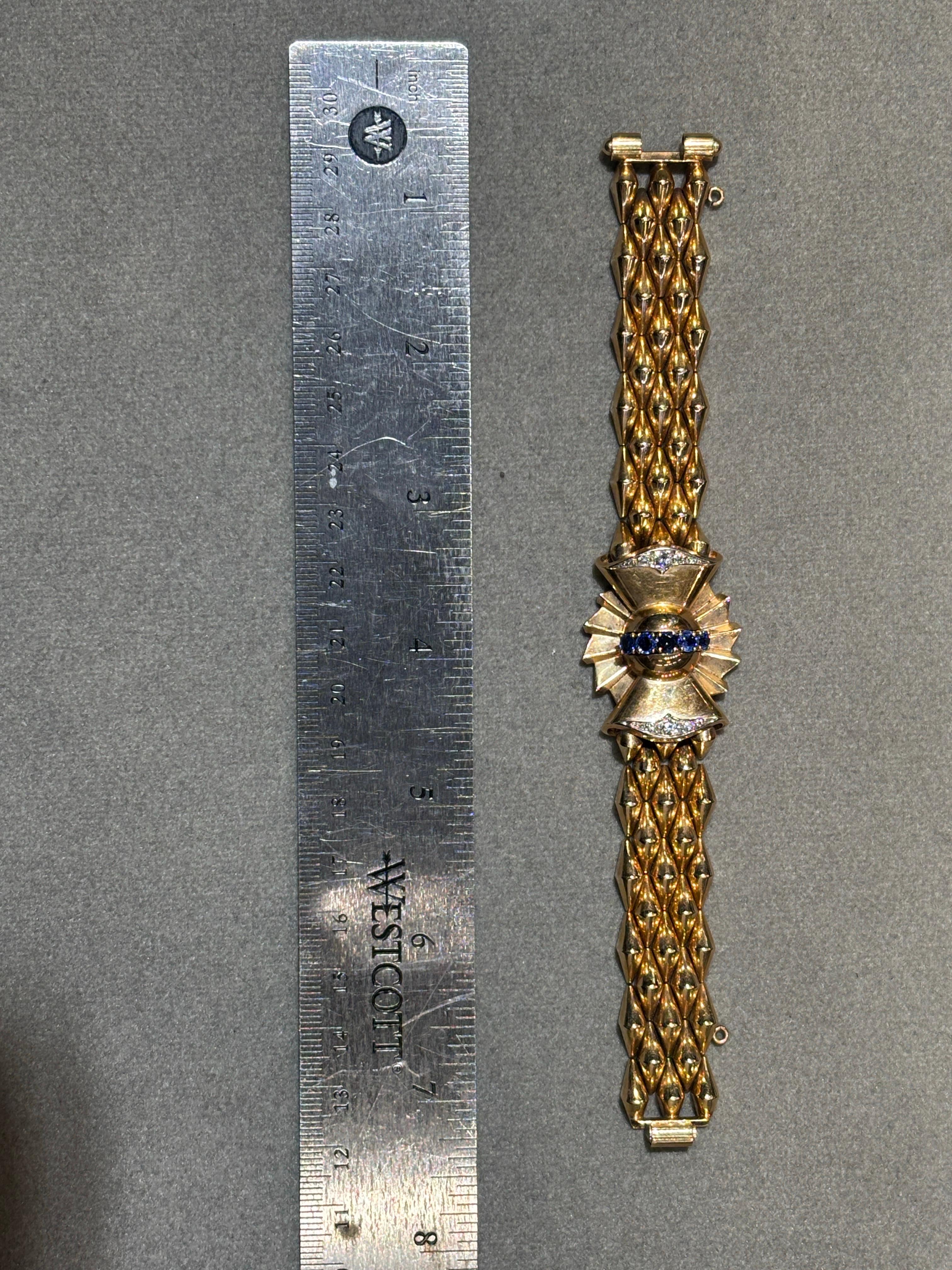 Retro Saphir- und Diamantarmband Damen im Angebot