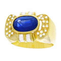 Retro Sapphire and Diamond Set Gold Ring