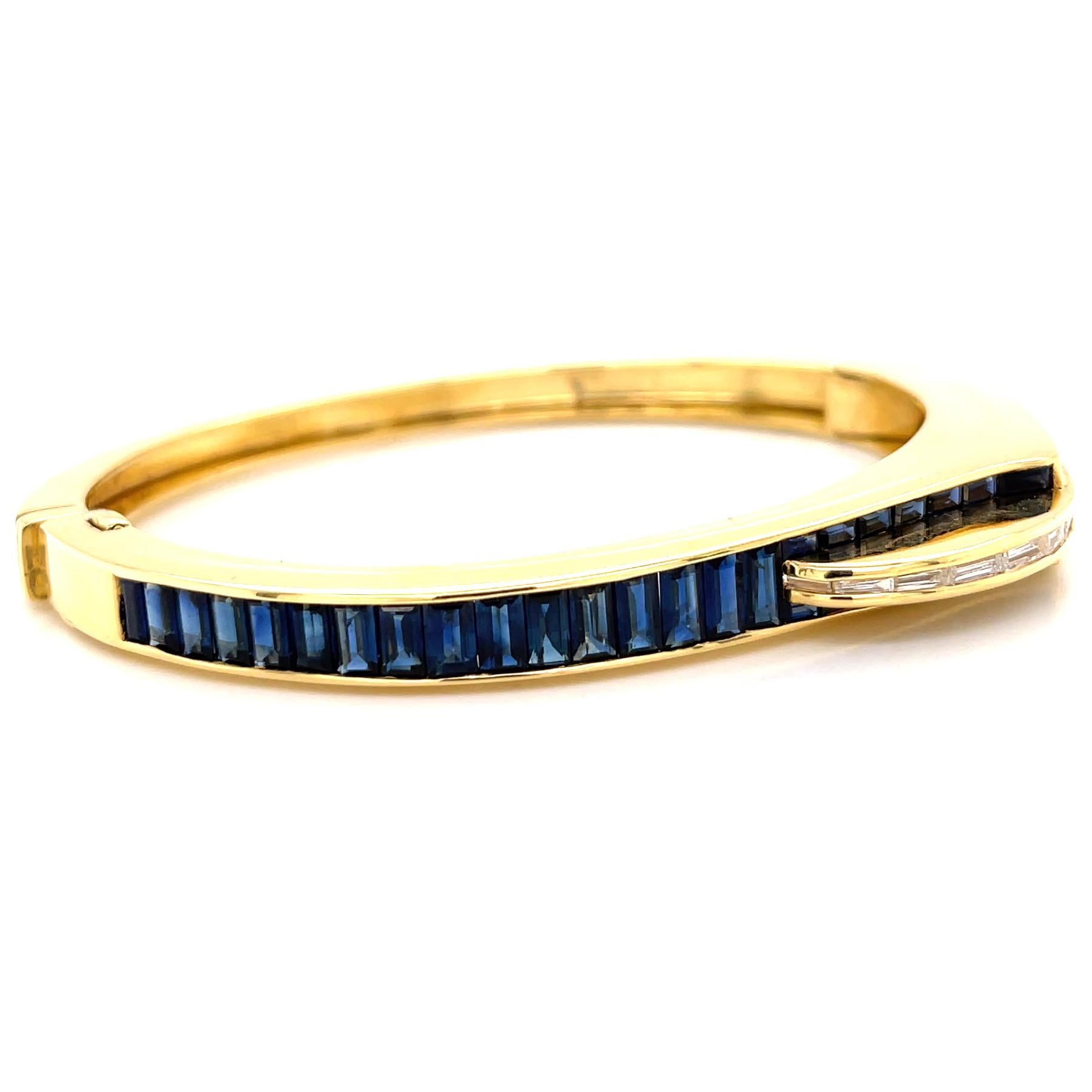 Retro Vintage Sapphire Diamond 18 Karat Gold Bracelet