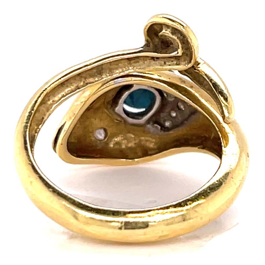 Retro Sapphire Diamond 18 Karat Gold Snake Ring 1