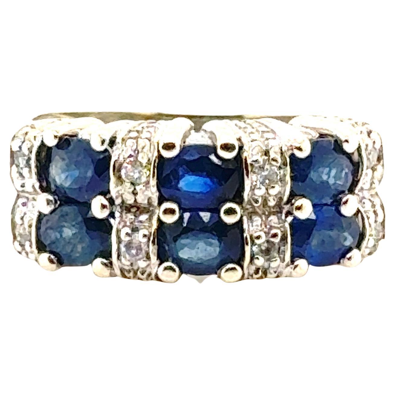 Retro Sapphire Diamond Cocktail Ring 2.66ct 14K Antique Original 1940's-1950's