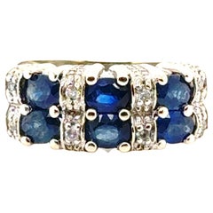 Vintage Sapphire Diamond Cocktail Ring 2.66ct 14K Antique Original 1940's-1950's