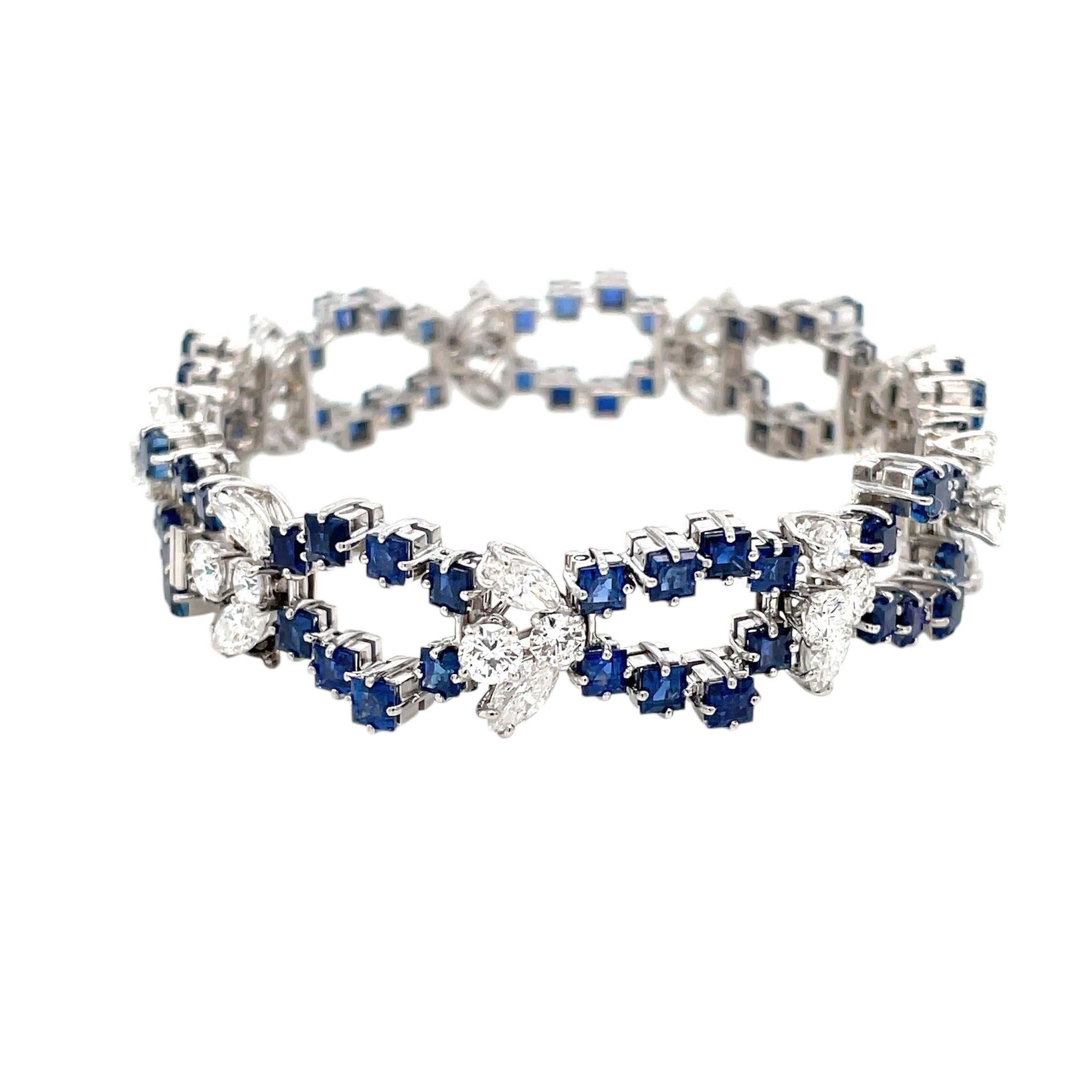 Retro Bracelet à maillons en saphir et diamant en vente 4