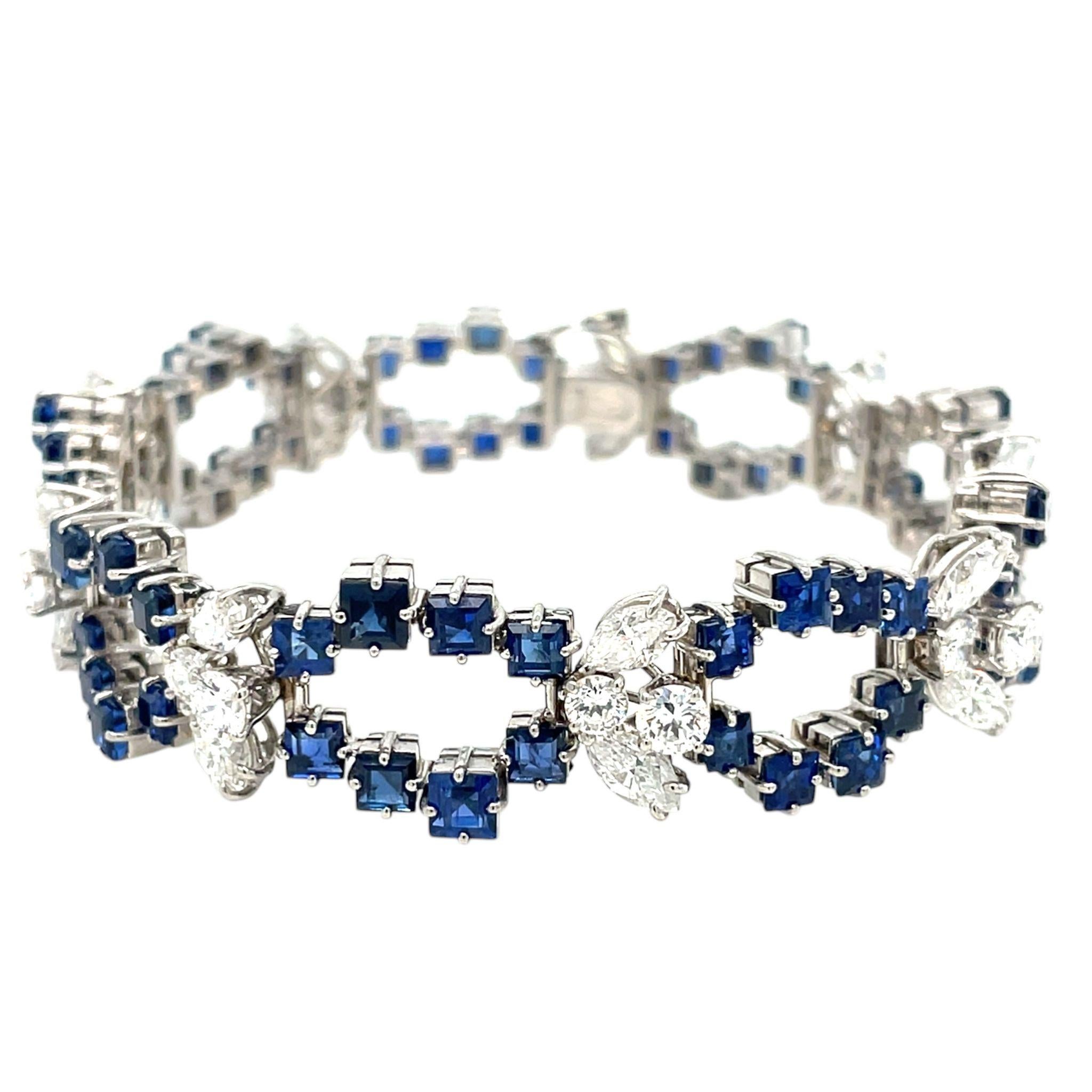 Retro Bracelet à maillons en saphir et diamant en vente 5