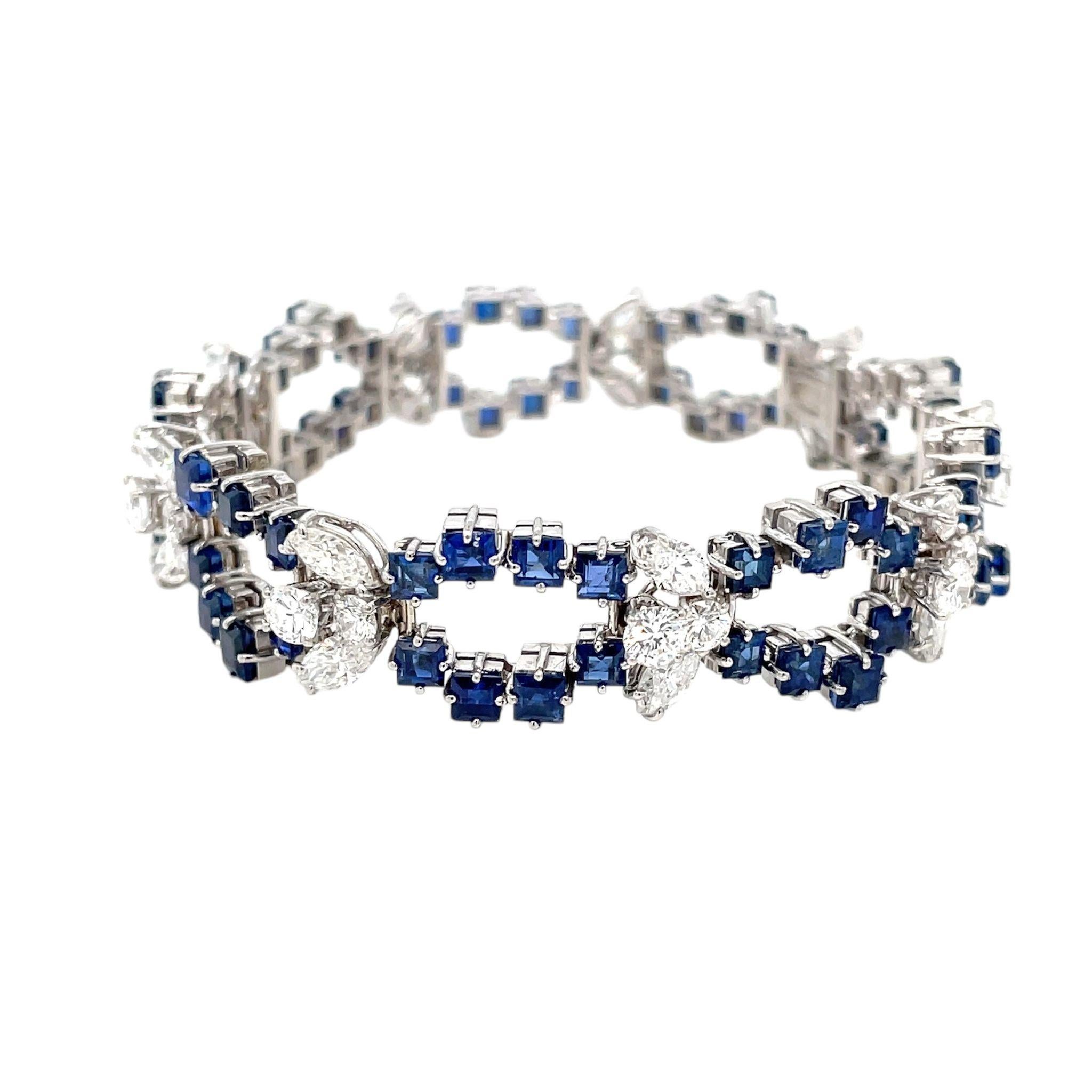 Retro Bracelet à maillons en saphir et diamant en vente 2