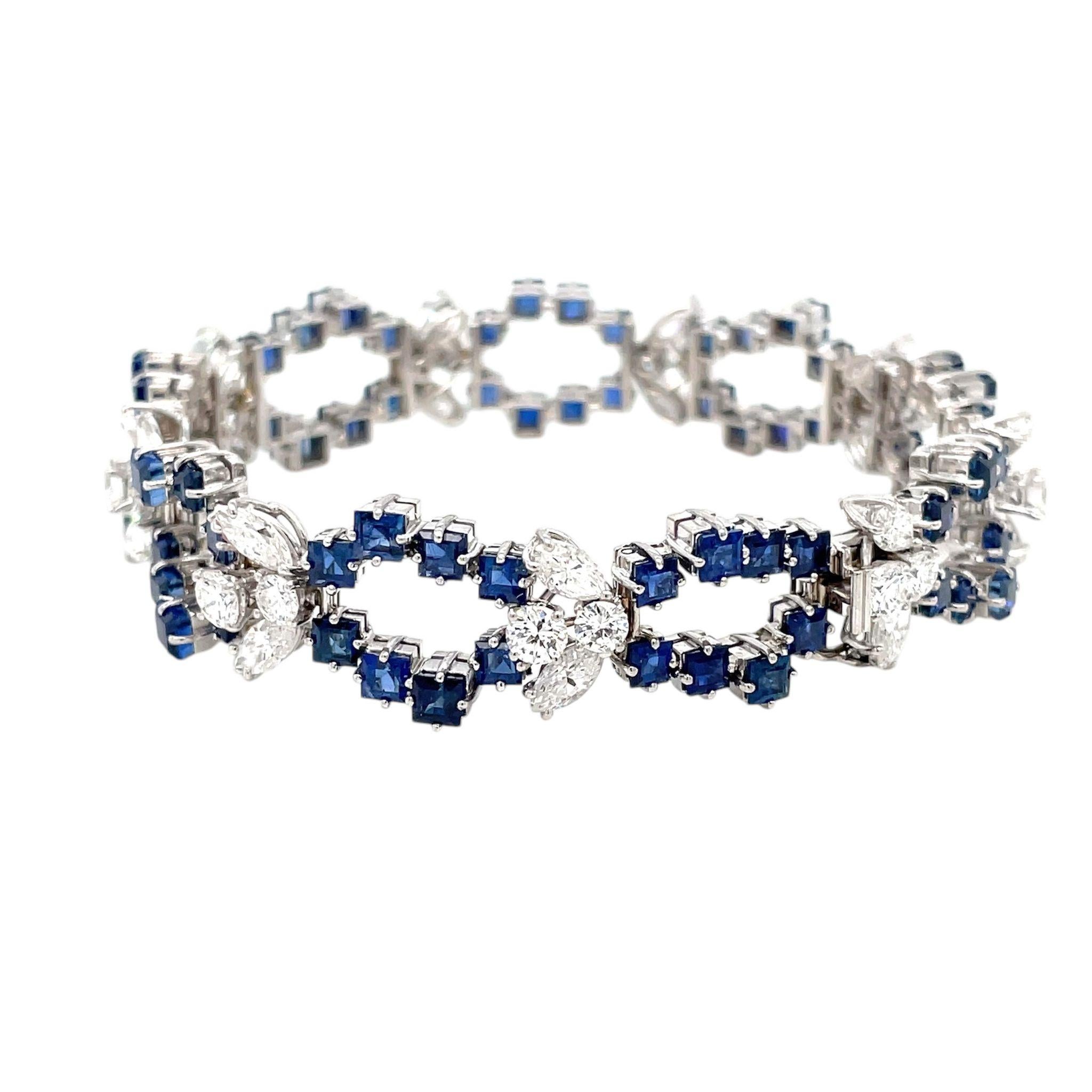 Retro Bracelet à maillons en saphir et diamant en vente 3