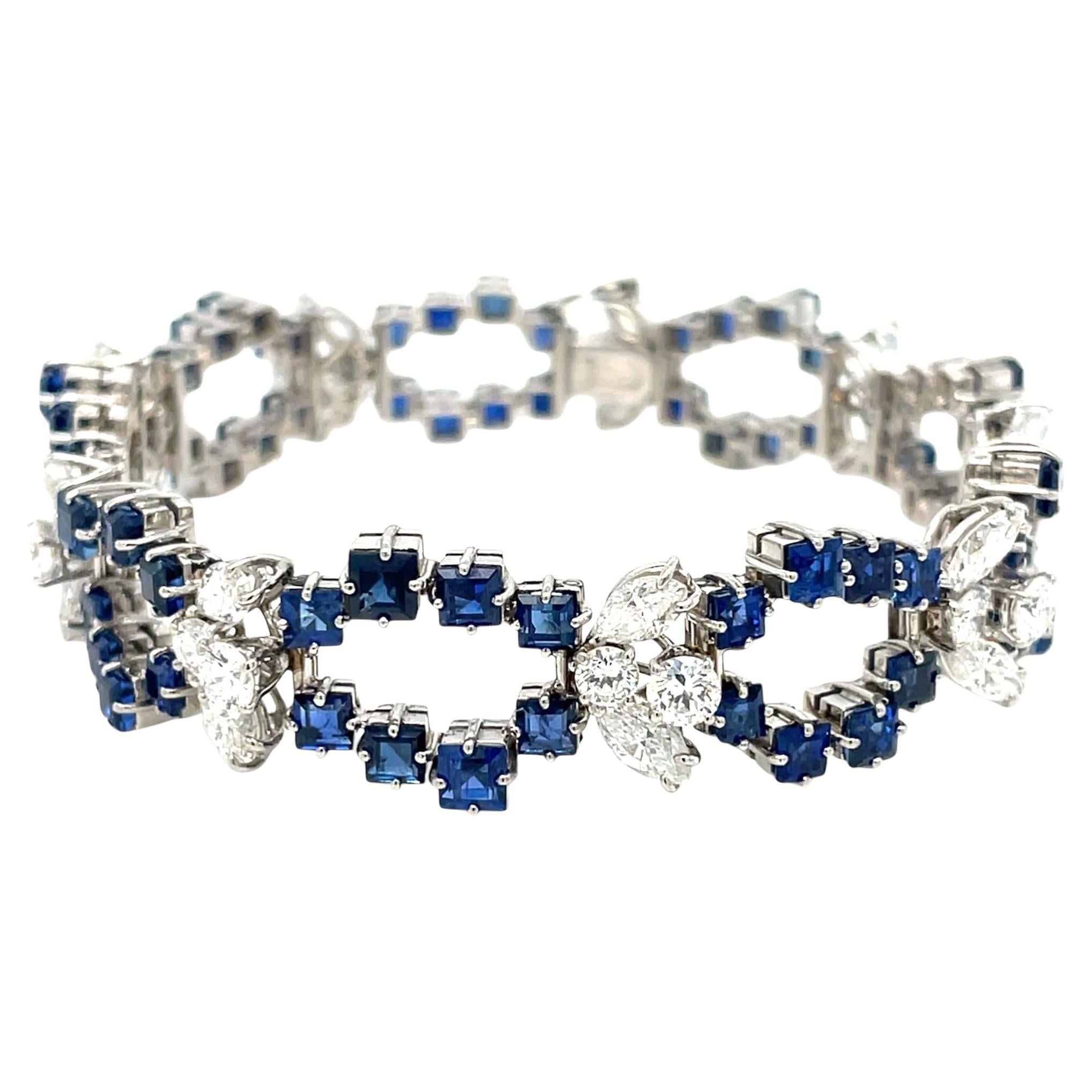Retro Sapphire Diamond Link Bracelet