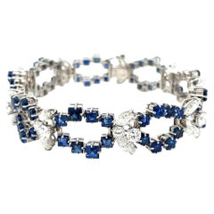 Retro Sapphire Diamond Link Bracelet