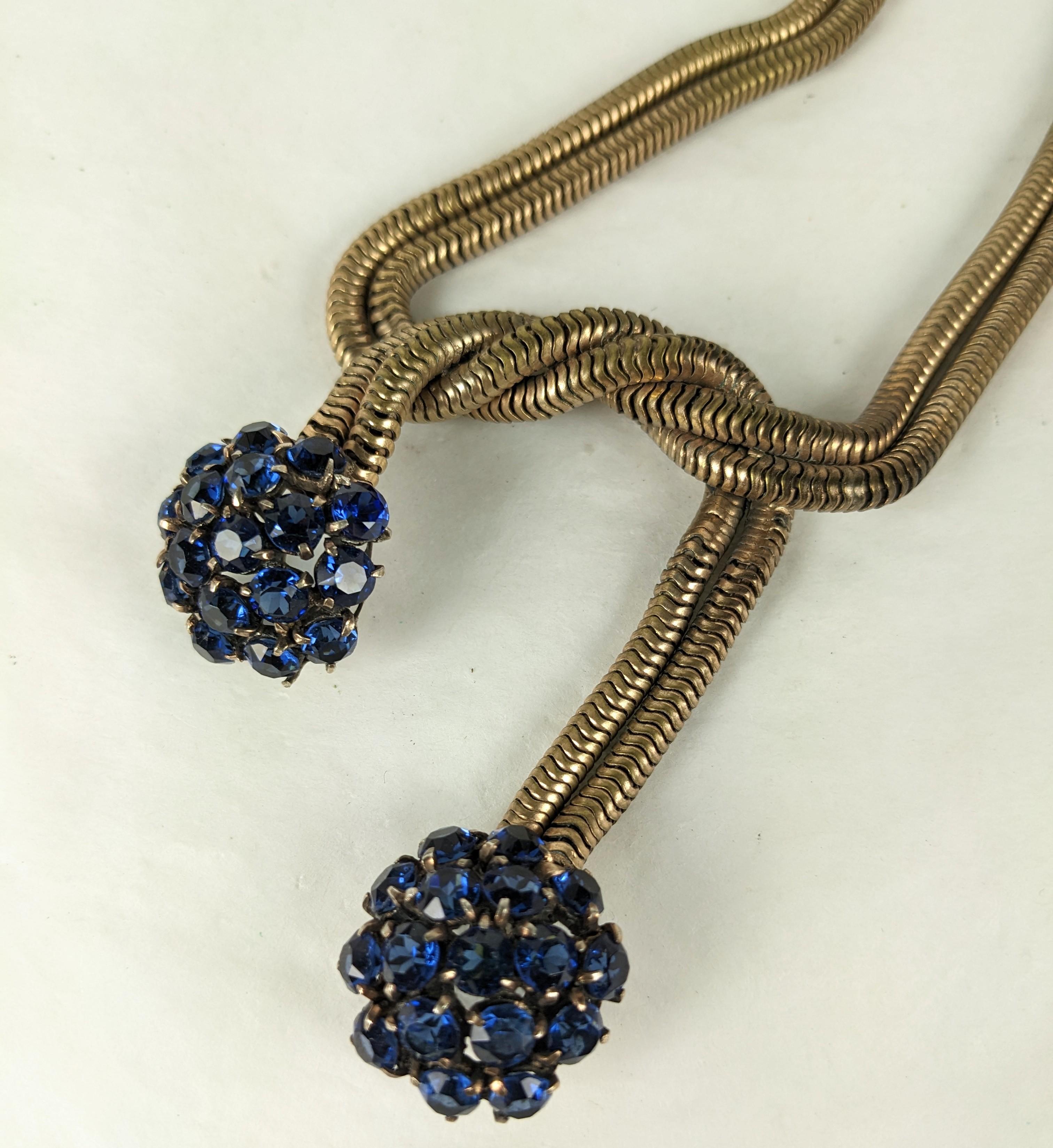 Retro Sapphire French Gaspipe Necklace In Good Condition For Sale In New York, NY