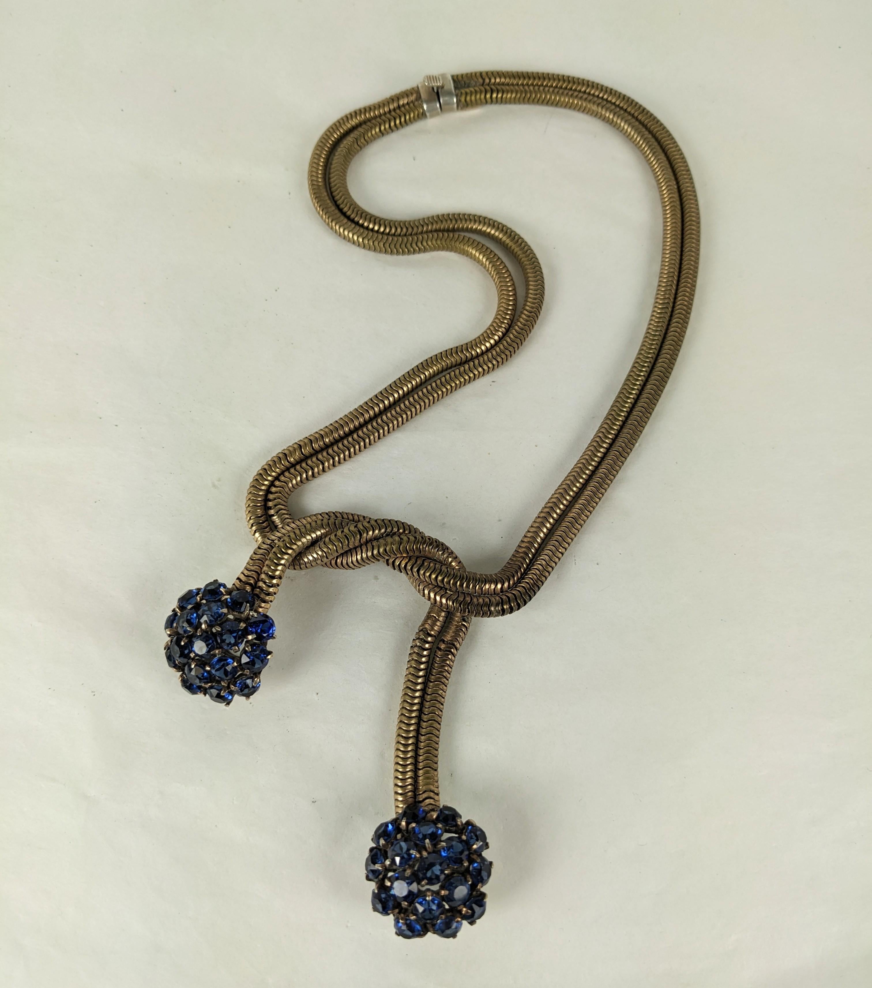 Retro-Saphir Französische Gaspipe-Halskette für Damen oder Herren im Angebot