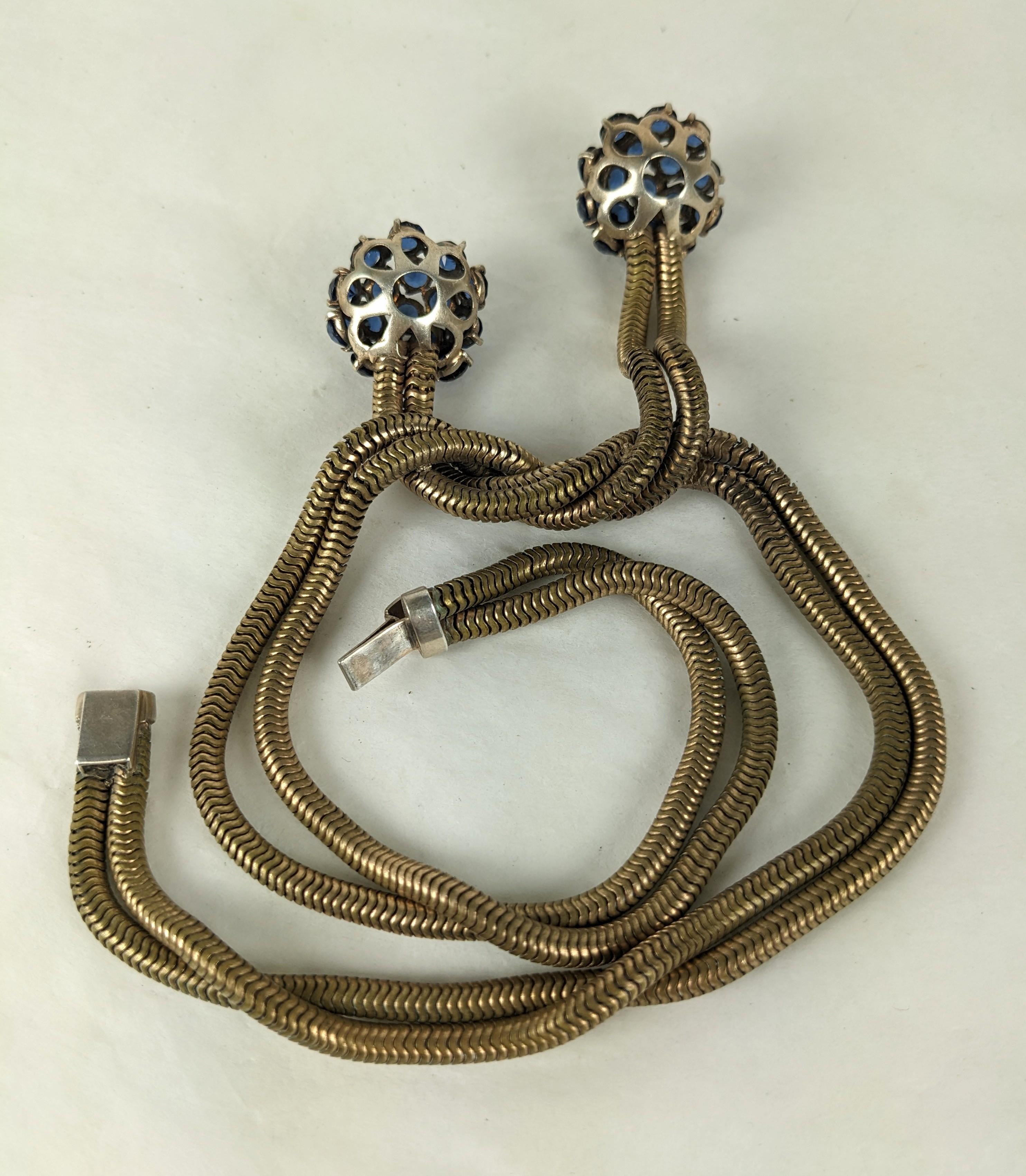 Retro-Saphir Französische Gaspipe-Halskette im Angebot 2
