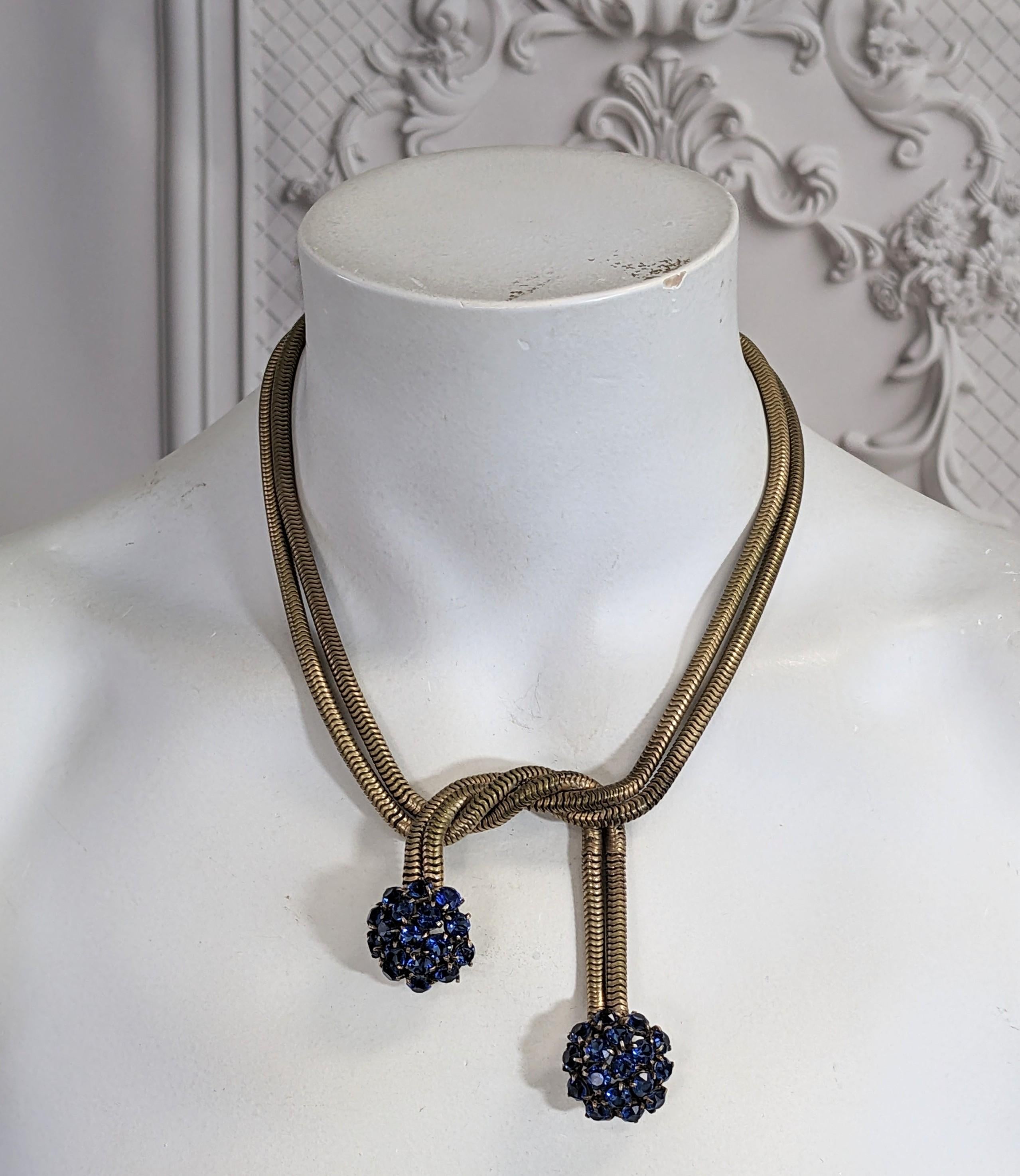 Retro Sapphire French Gaspipe Necklace For Sale 3
