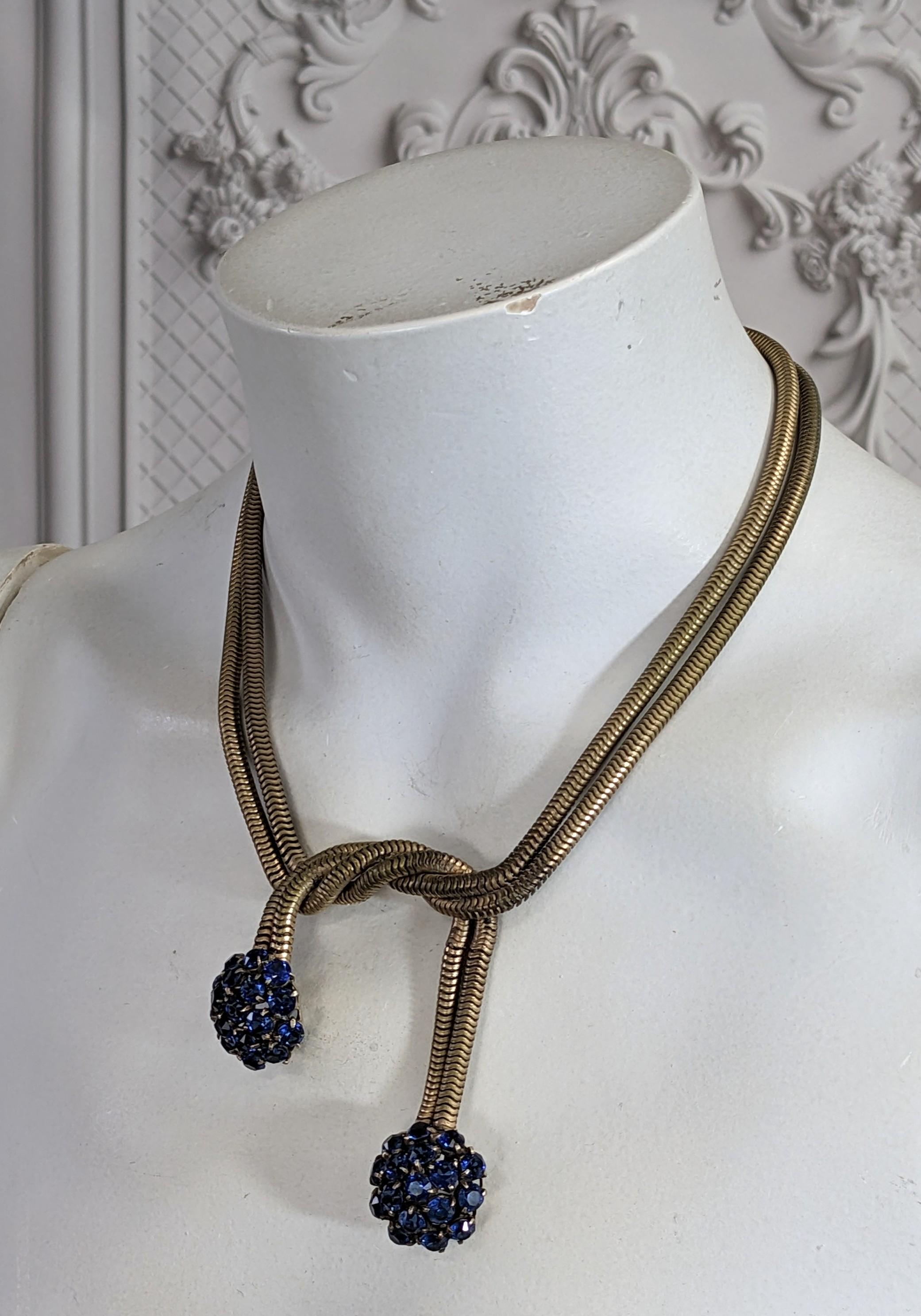 Retro Sapphire French Gaspipe Necklace For Sale 4