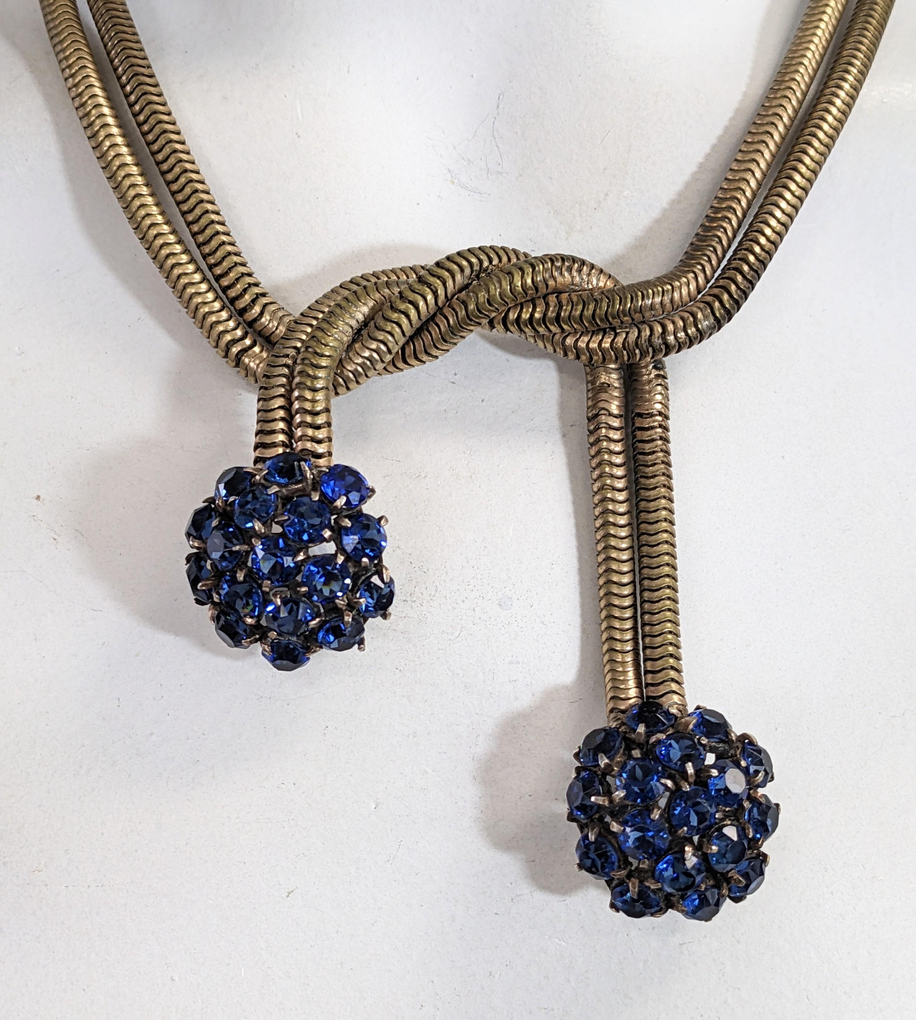 Retro Sapphire French Gaspipe Necklace For Sale 5