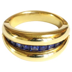 Retro Sapphire Ring Attributed to Fred, Secret Ring, Transformation Ring