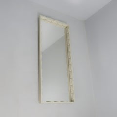 Retro Sculptural Natural White Framed Mirror, Mäkisen Kuvastin, Finland 1971