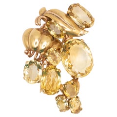 Retro SEAMAN SCHEPPS 14K yellow gold Large Citrine Fur clip Brooch