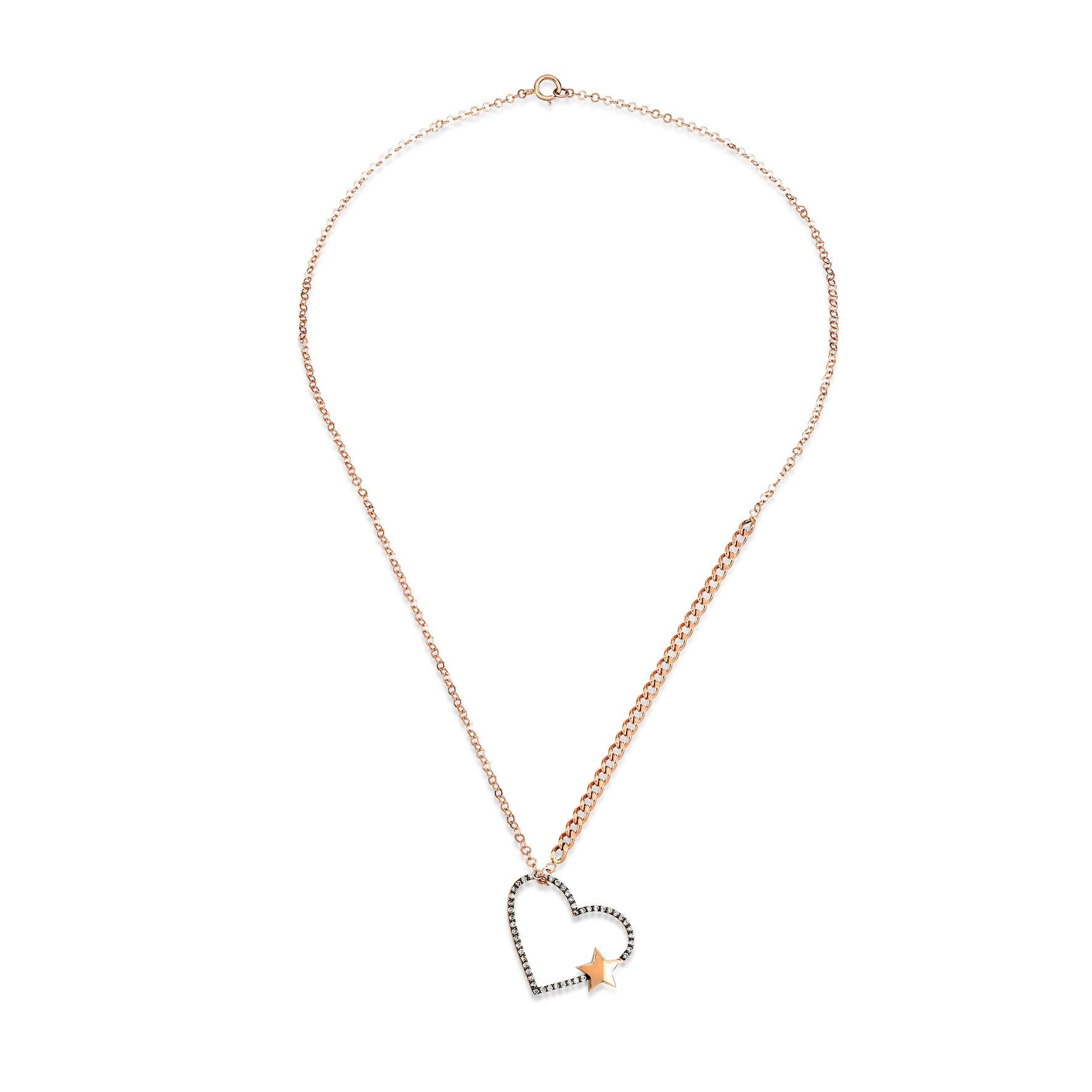 Retro short chain heart necklace with white diamond by Selda Jewellery

Additional Information:-
Collection: You Are My Star collection
14K Rose gold
0.17ct White diamond
Chain length 40cm