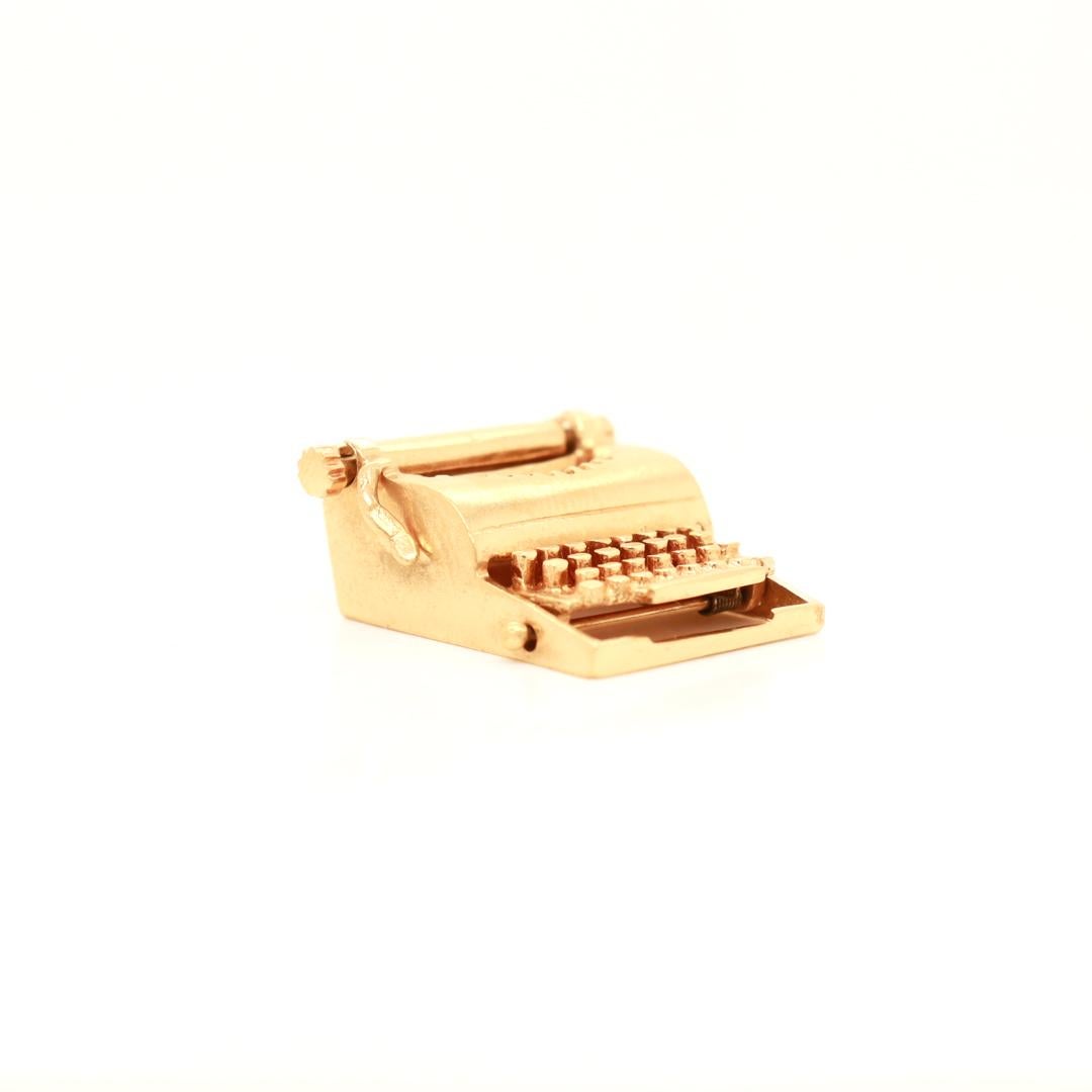 Retro Signed American Charm Co. Retro 14k Gold Typewriter Charm For Sale 6