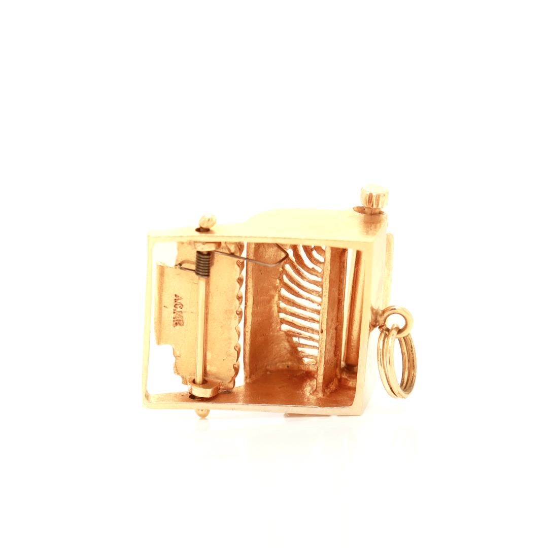 Retro Signed American Charm Co. Retro 14k Gold Typewriter Charm For Sale 7