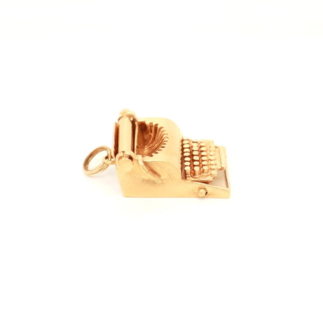 Retro Signed American Charm Co. Retro 14k Gold Typewriter Charm For Sale 12