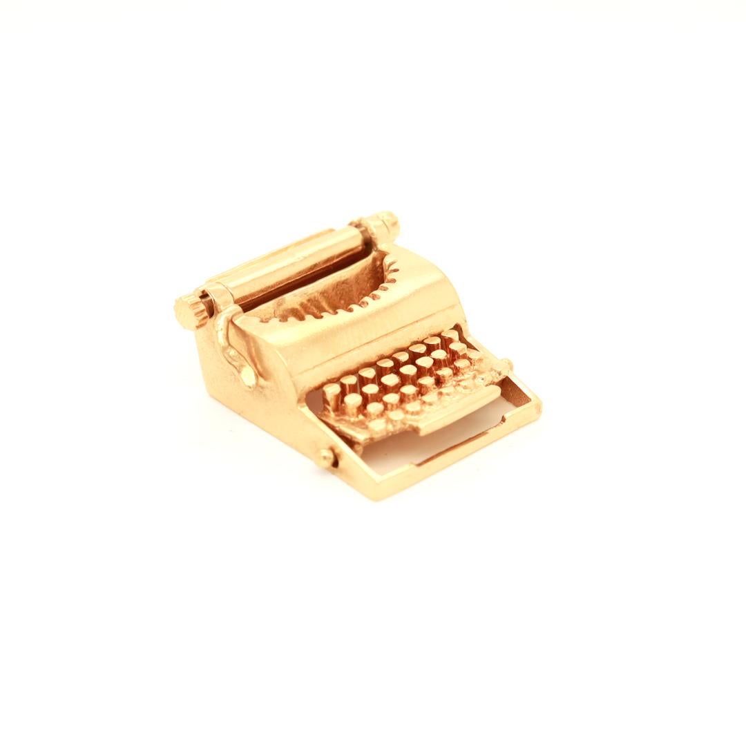Women's Retro Signed American Charm Co. Retro 14k Gold Typewriter Charm For Sale