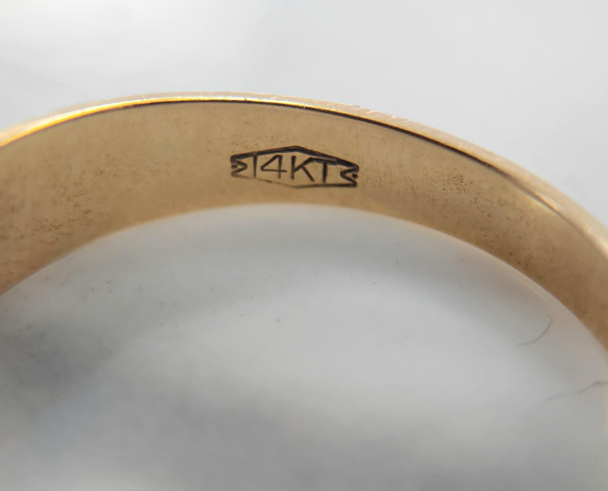 Fascia retrò con diamante a taglio singolo e smalto nero in oro giallo 14K in vendita 1