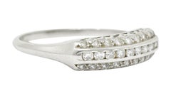 Retro Single Cut Diamond Platinum Fishtail Band Ring