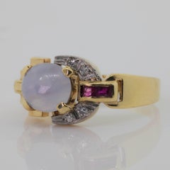 Retro Six Star Sapphire Ruby Gold Ring