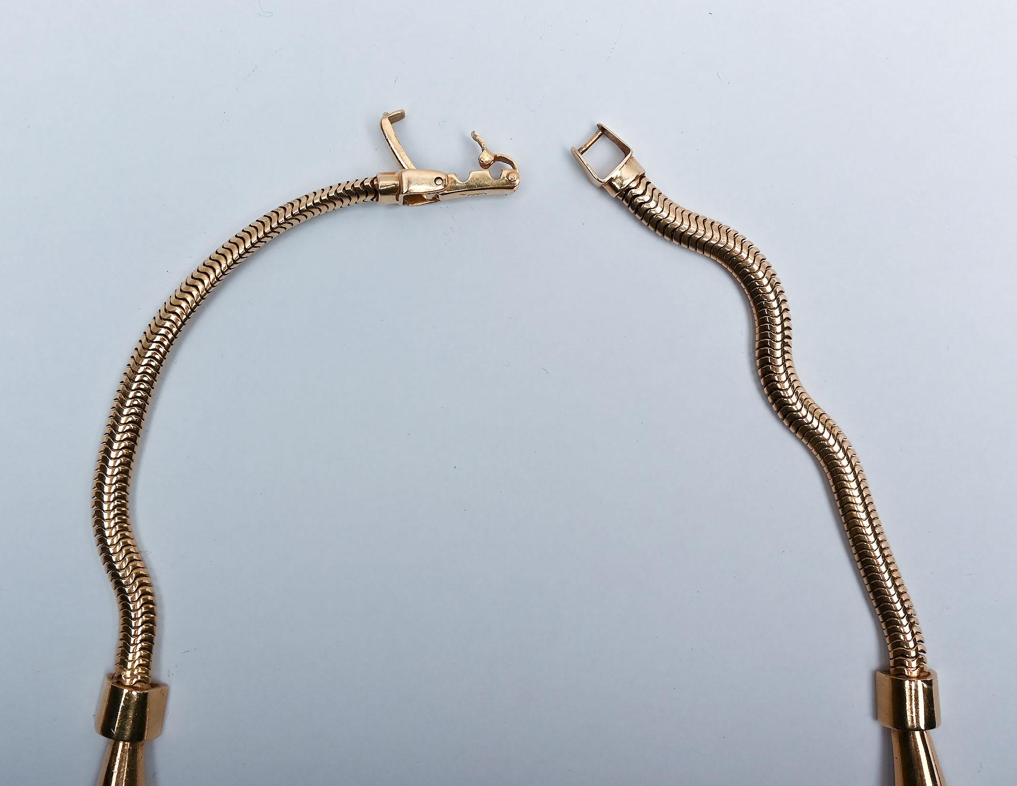 Retro-Schlangenkette-Halskette mit ZigZag Ornamental Front Damen im Angebot