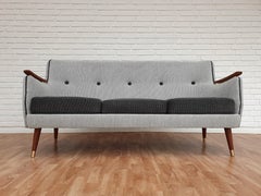 Retro Sofa in Scandinavian Design, 1970s, Mahogany Wood, Completely Renovated