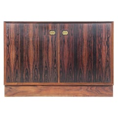 Vintage Solid Rosewood Sideboard with Brass Handles, Made in Denmark, 1960s