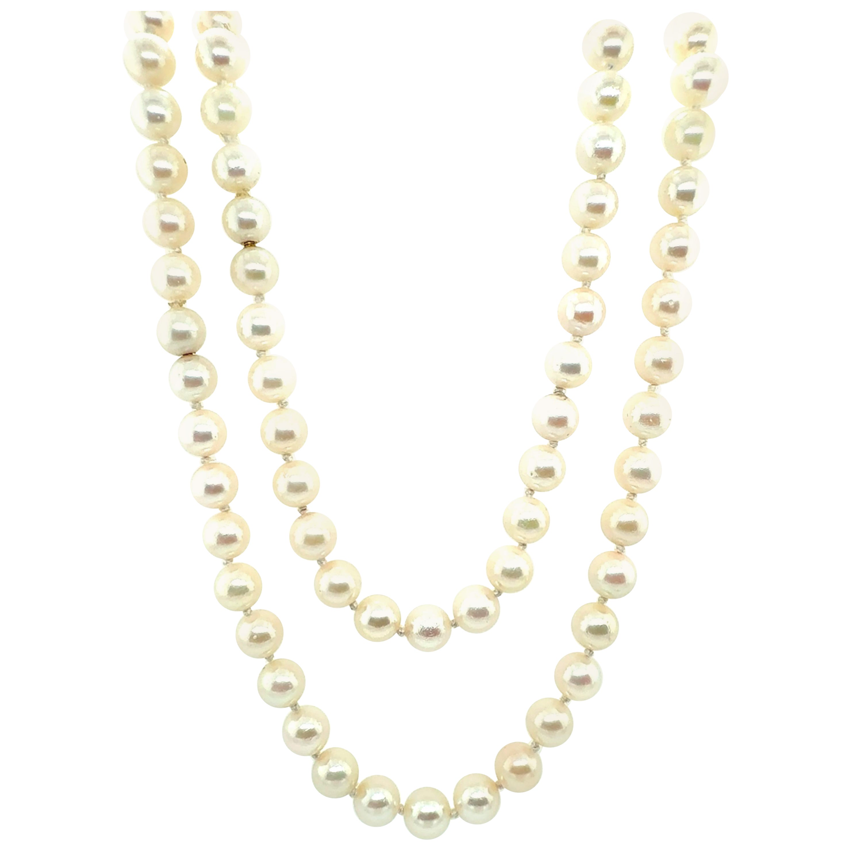 Collana di perle retrò South Sea 31 pollici 7,25 mm ad alta lucentezza CIRCA 1985