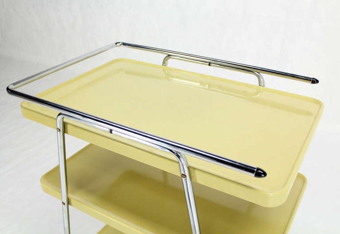 Retro Space Age Mid-Century Modern Enameled Metal Serving Cart, circa 1950s MINT For Sale 1