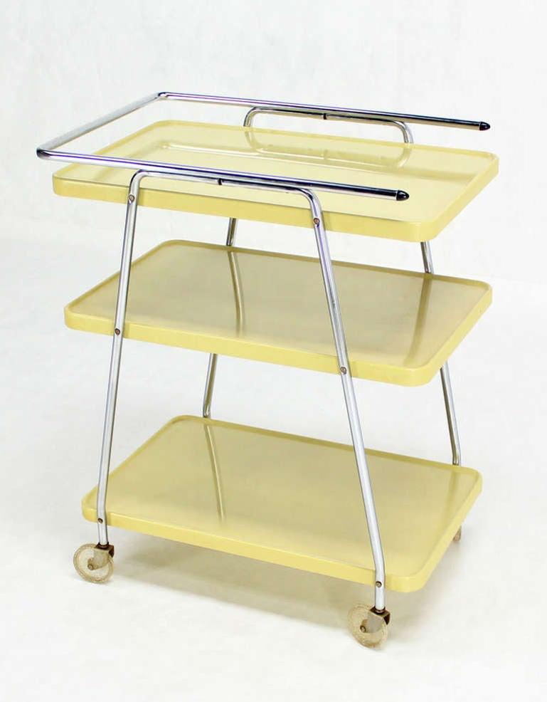 Retro Space Age Mid-Century Modern Enameled Metal Serving Cart, circa 1950s MINT For Sale 2
