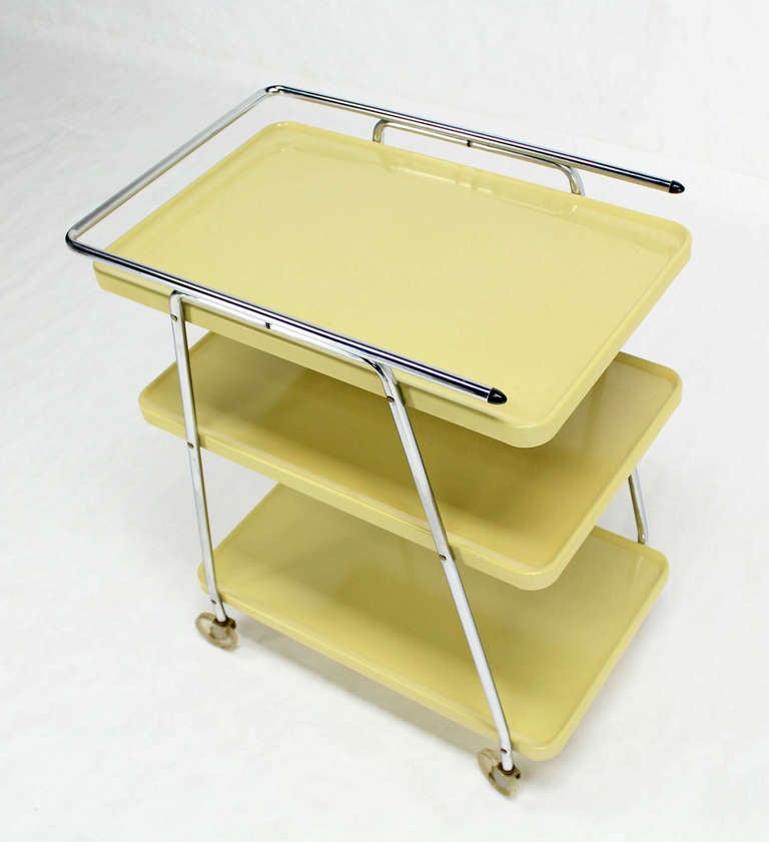 Retro Space Age Mid-Century Modern Enameled Metal Serving Cart, circa 1950s MINT For Sale 3