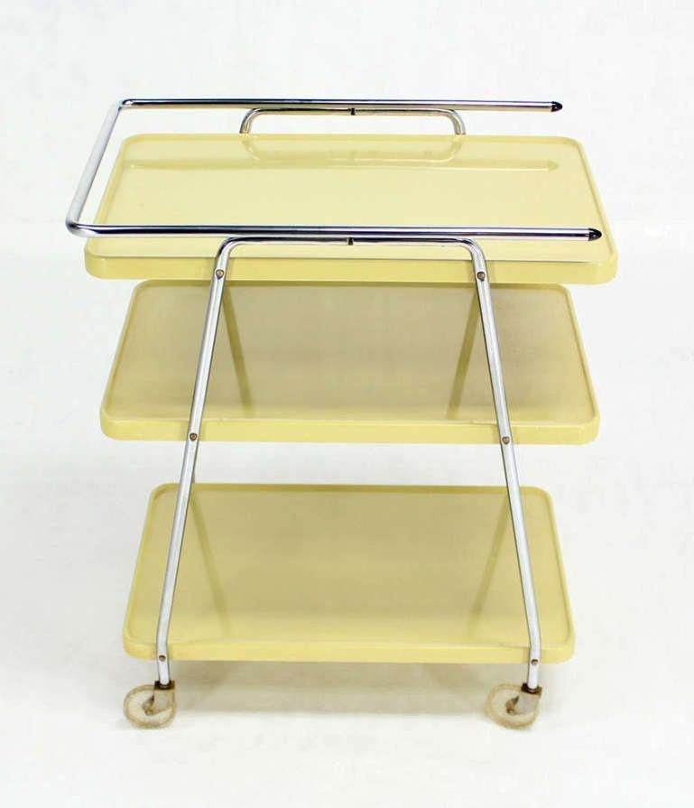 Retro Space Age Mid-Century Modern Enameled Metal Serving Cart, circa 1950s MINT For Sale 4