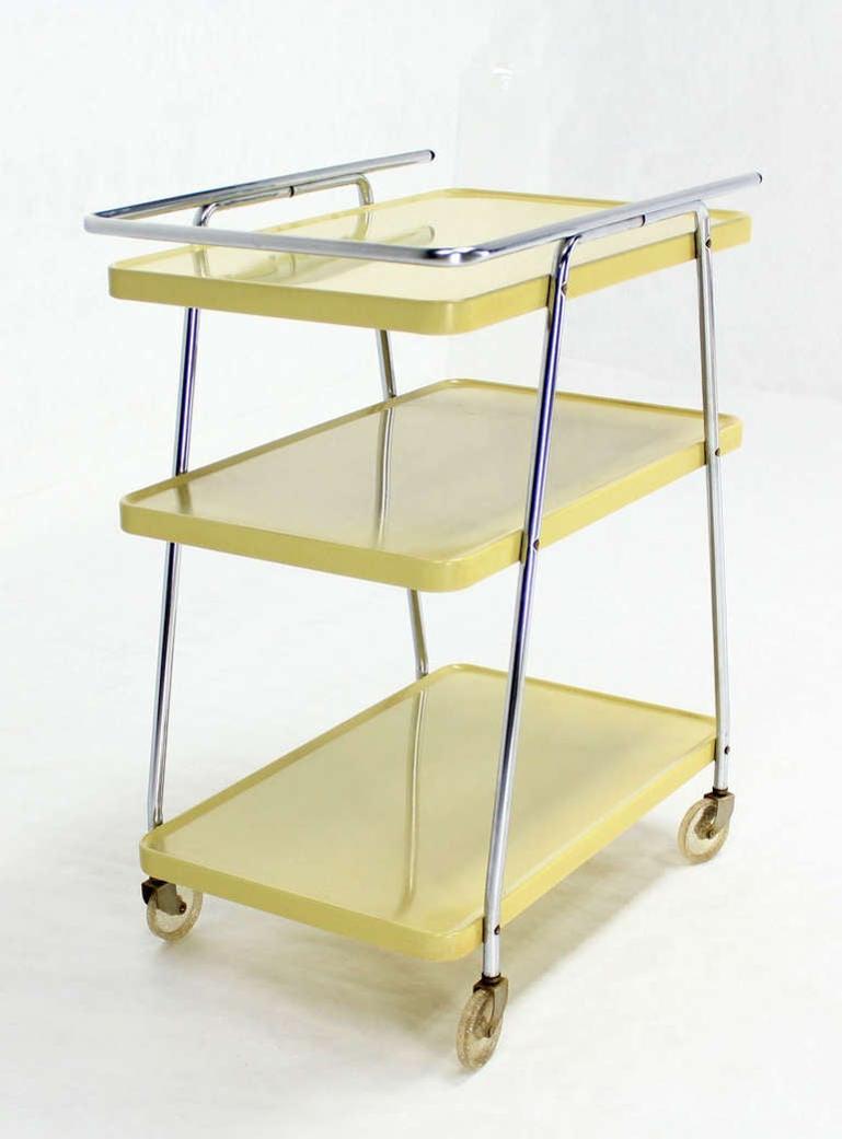 Retro Space Age Mid-Century Modern Enameled Metal Serving Cart, circa 1950s MINT For Sale 5