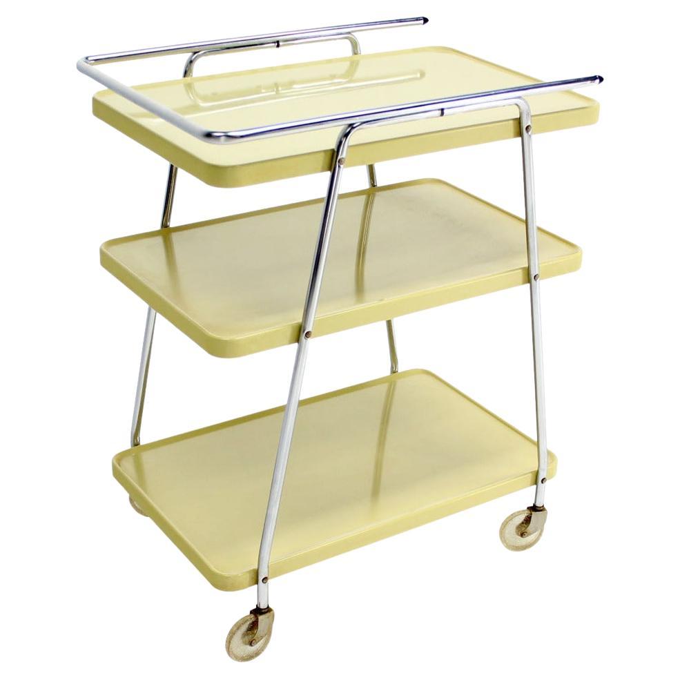 Retro Space Age Mid-Century Modern Enameled Metal Serving Cart, circa 1950s MINT For Sale