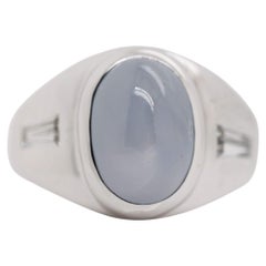 Retro Star Sapphire and Diamond 14 Karat White Gold Ring