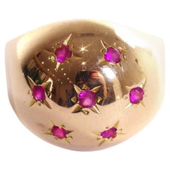 Retro Bombe-Ring mit Rubin in Sternform aus 18 Karat Roségold