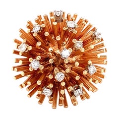 Retro-Starburst-Diamant-Goldring, ca. 1940er Jahre