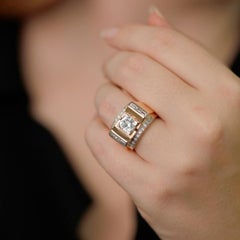 Retro-Diamantring im Statement-Stil, um 1950