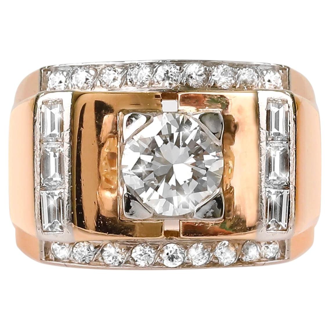 Anillo de diamantes de estilo retro, de alrededor de los años 50