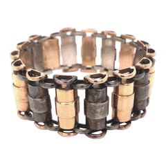 Retro Sterling and Gold Tank Bracelet, 1940s