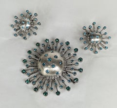 Retro Sterling Aqua Paste Starburst Set