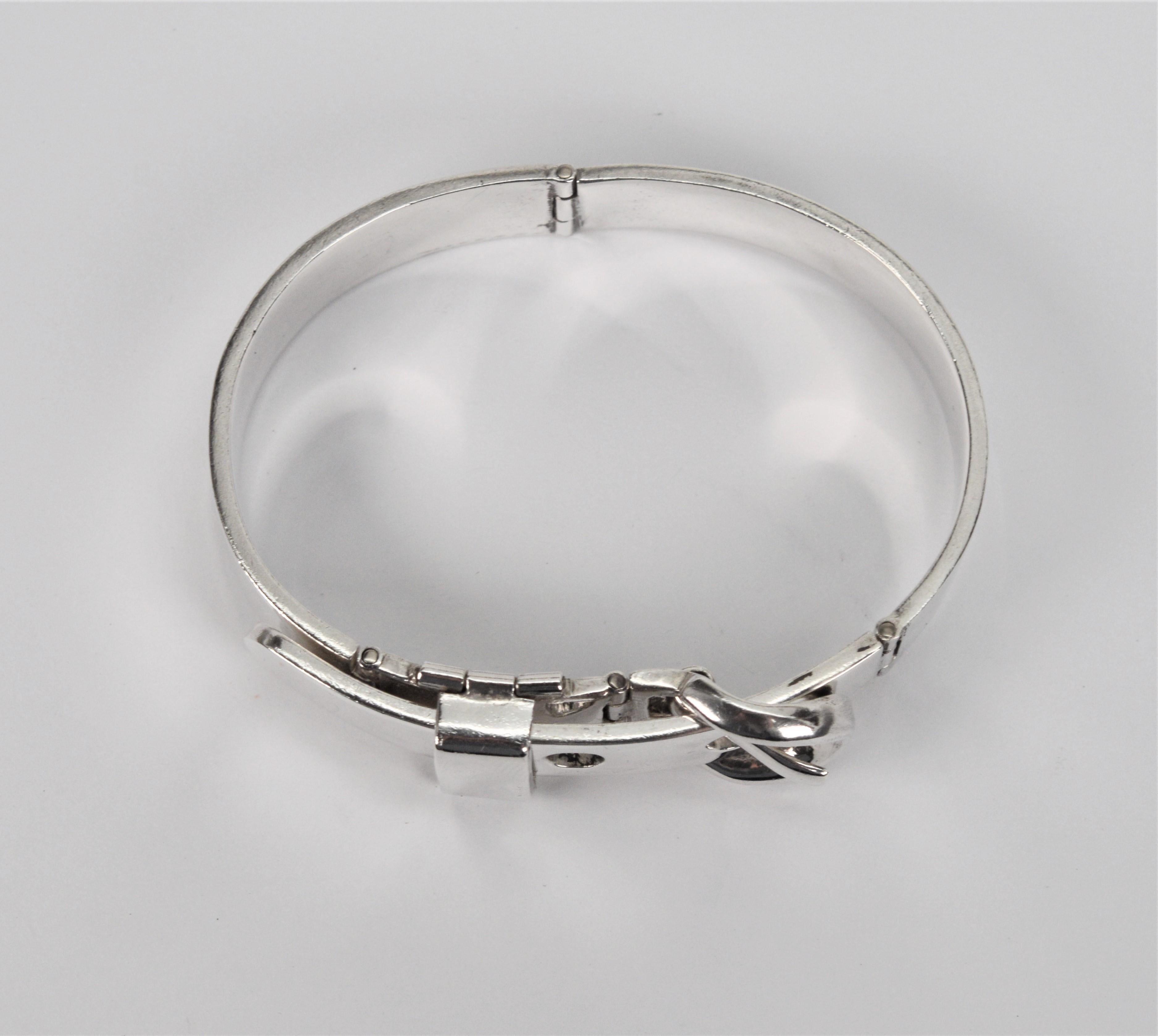 Retro-Armband aus Sterlingsilber mit Tang-Schnalle im Zustand „Gut“ im Angebot in Mount Kisco, NY