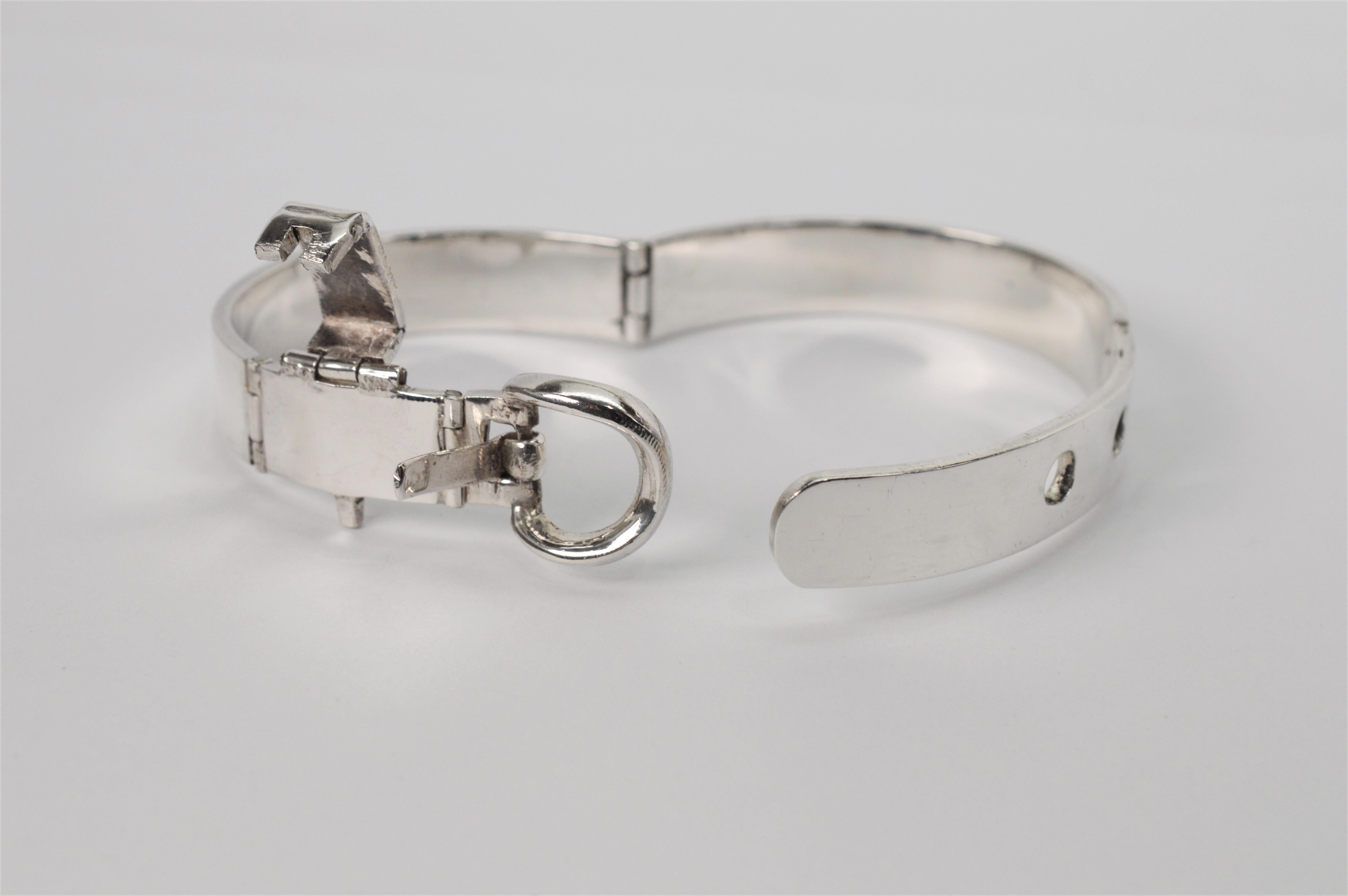 Retro-Armband aus Sterlingsilber mit Tang-Schnalle für Damen oder Herren im Angebot