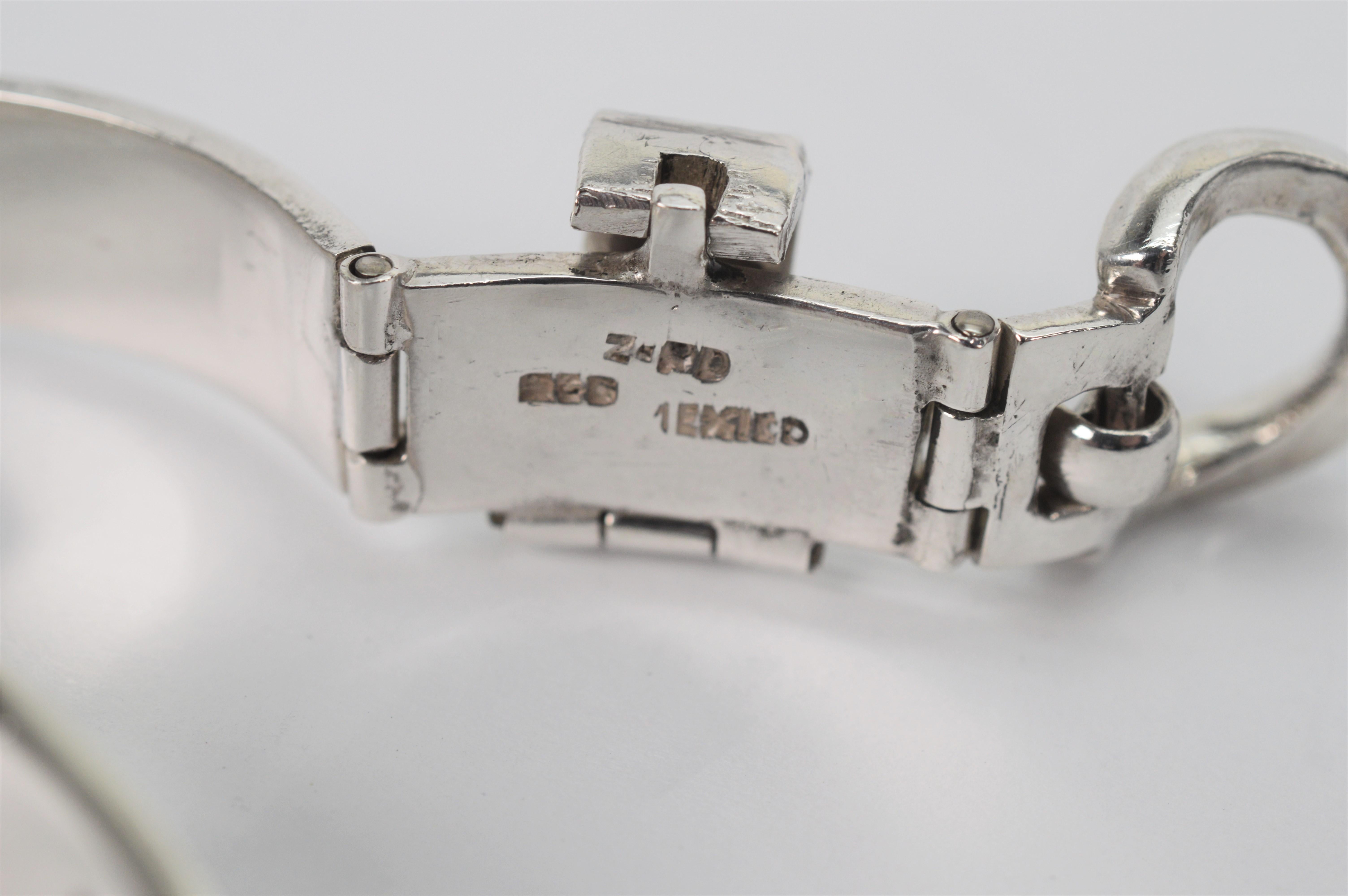 Retro Sterling Silver Tang Buckle Bracelet In Good Condition For Sale In Mount Kisco, NY